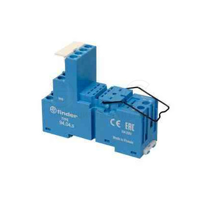 Розетка к реле 55.32, 55.34, таймера 85.02, 85.04 с винтовыми клеммами (с зажимной клетью) модули 86.00, 92.02 в  комплекте мет. клипса 094.71 синий